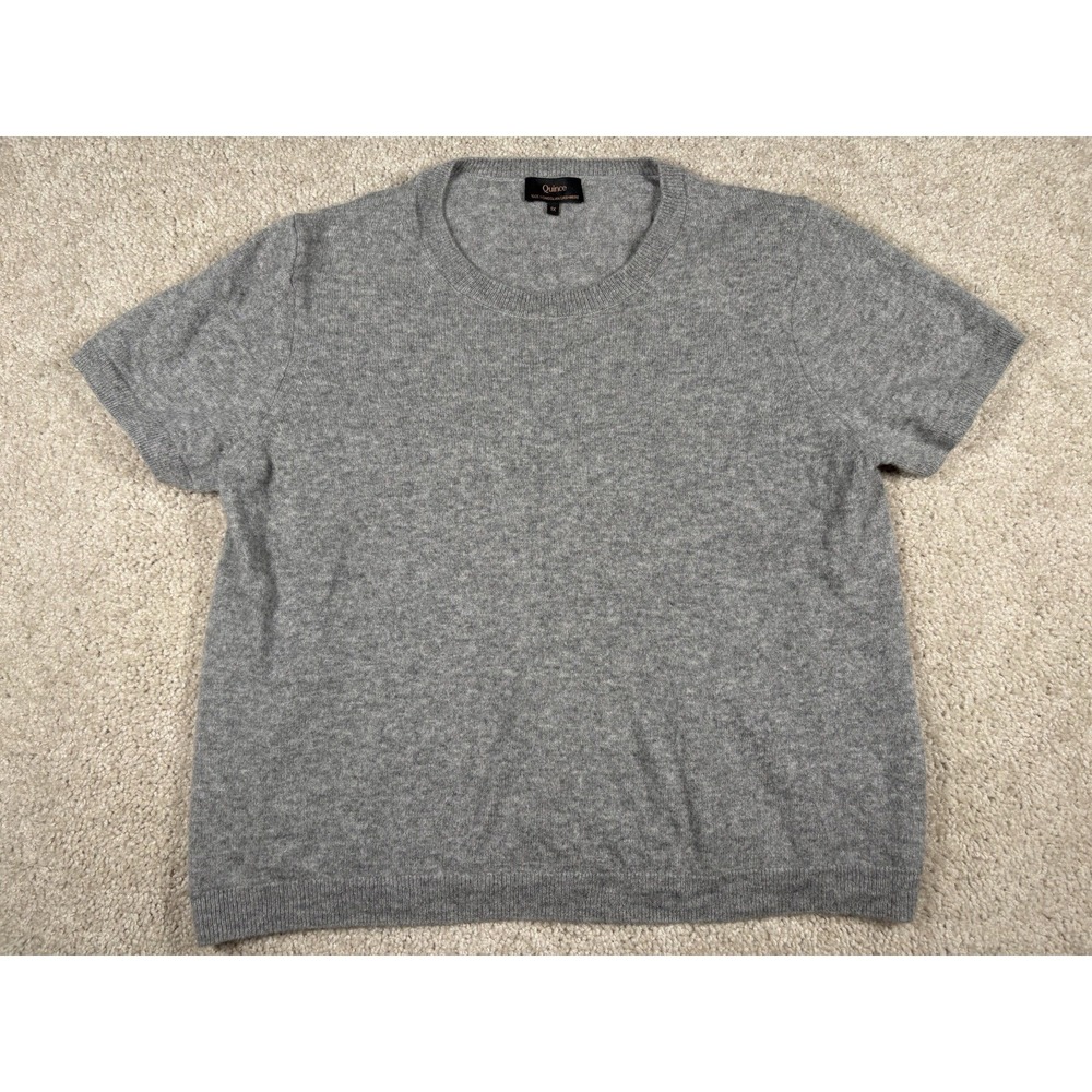 Quince 100% Cashmere Short Sleeve Knit Sweater Top Heather Grey Women's Size 1X